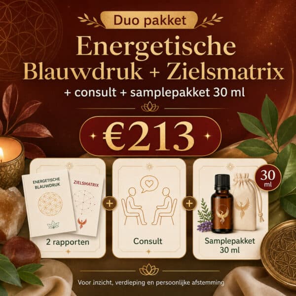 Dynamisch duopakket: energetische blauwdruk+zielsmatrix+consult+30ml sampleset